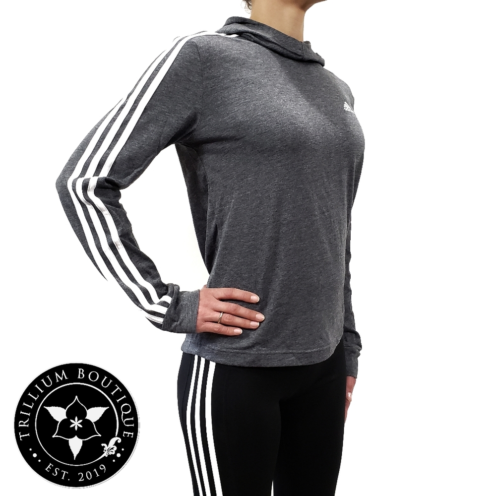 Adidas Climalite Women's Jersey Hoodie Heather Black XS NWT - Picture 3 of 5